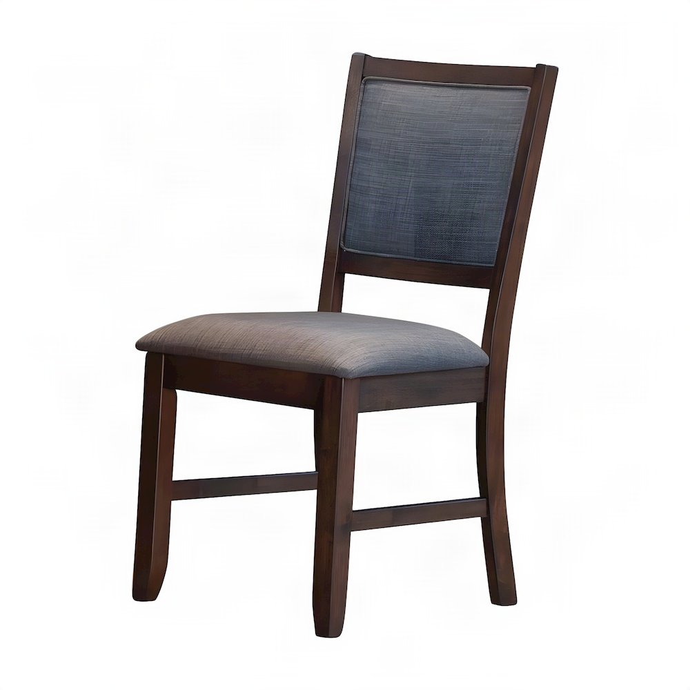 Solid Rubberwood Fabric-Upholstered Dining Side Chairs, Set of 2, Falcon Brown
