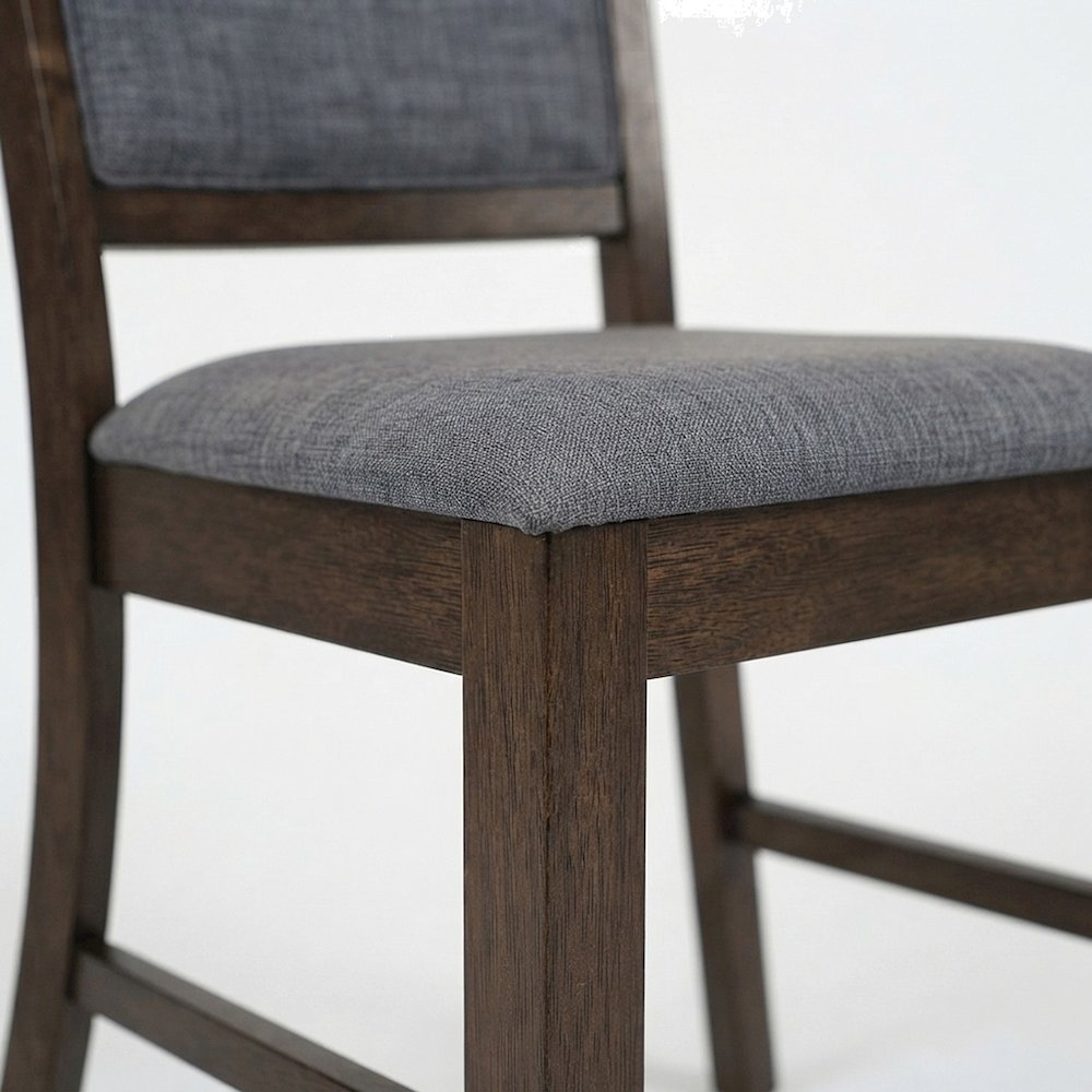 Solid Rubberwood Fabric-Upholstered Dining Side Chairs, Set of 2, Falcon Brown