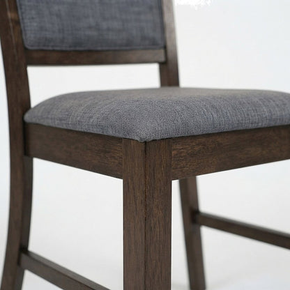 Solid Rubberwood Fabric-Upholstered Dining Side Chairs, Set of 2, Falcon Brown