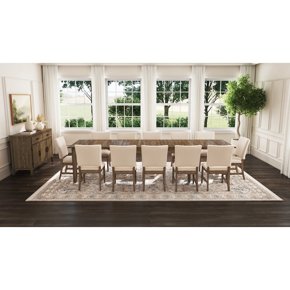 Leucadia 61.25"-133.25" Three-Leaf Extension Table, Toasted Java