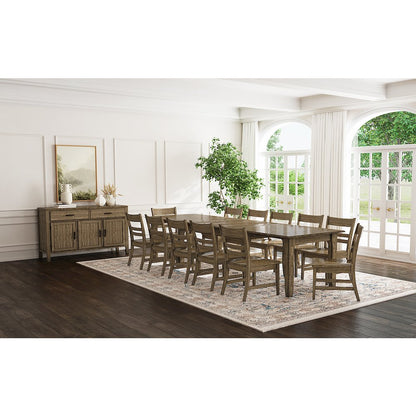 Leucadia 61.25"-133.25" Three-Leaf Extension Table, Toasted Java