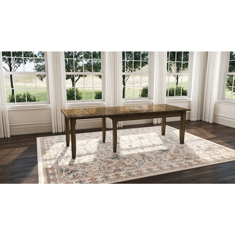 Leucadia 61.25"-133.25" Three-Leaf Extension Table, Toasted Java