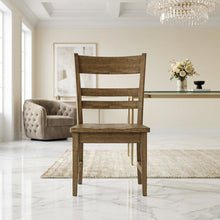 Toasted Java Ladderback Side Chairs with Wood Seats, Transitional Style Set of 2