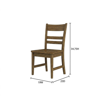 Toasted Java Ladderback Side Chairs with Wood Seats, Transitional Style Set of 2