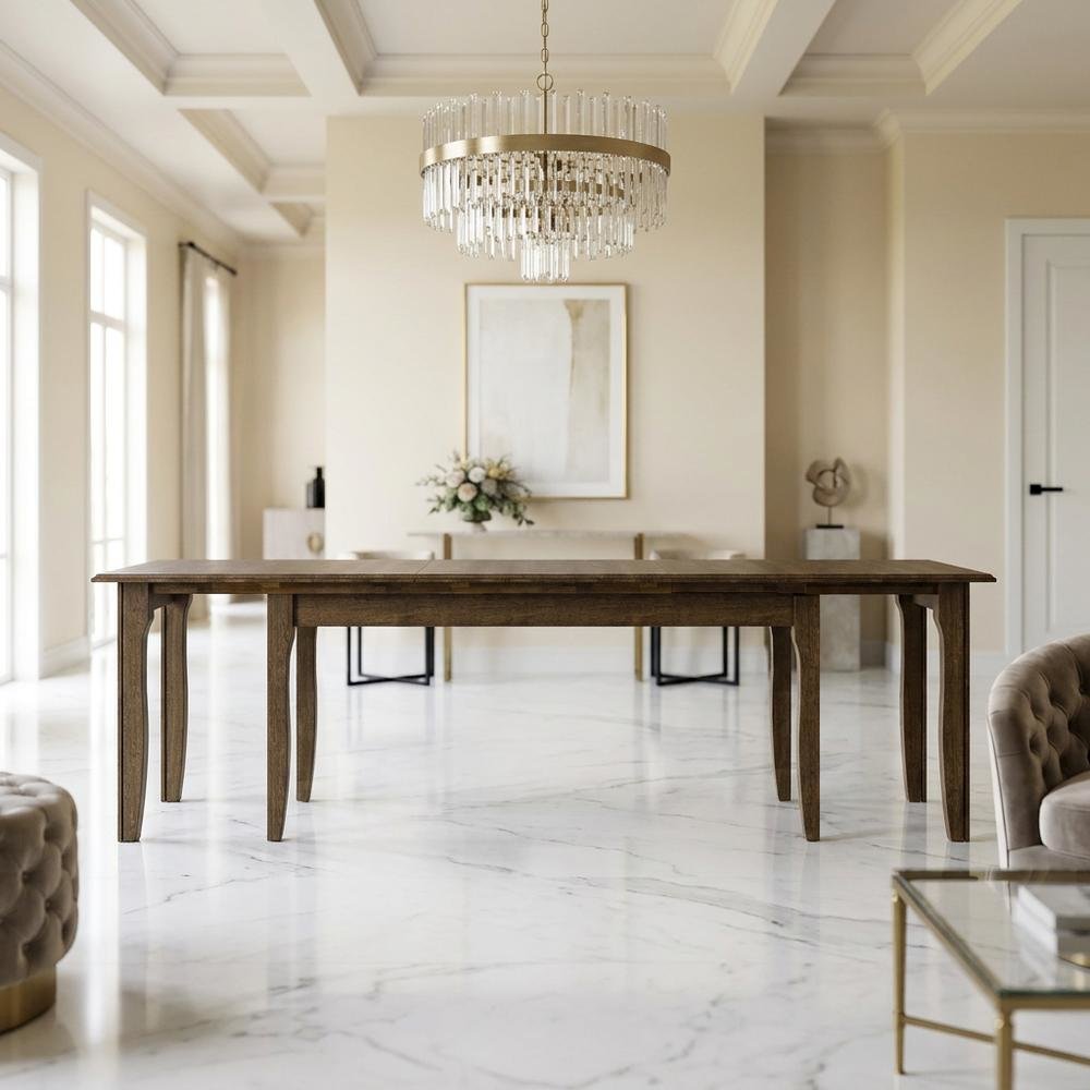 Extendable Dining Table in Toasted Java Finish, Seats Up to 10