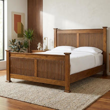 Mission-Style Queen Slat Bed in Harvest Finish with Mindi Wood