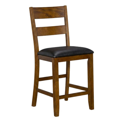 Rustic Whiskey Counter Stool with Upholstered Faux Leather Seat 2-Piece Set