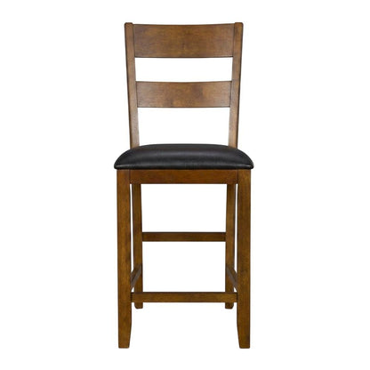 Rustic Whiskey Counter Stool with Upholstered Faux Leather Seat 2-Piece Set