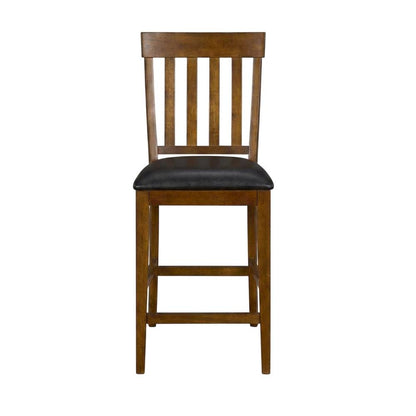 Rustic Whiskey Counter Stool Set with Upholstered Faux Leather Seats (2 Pack)
