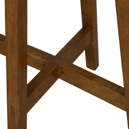 Rustic Whiskey Counter Stool Set with Upholstered Faux Leather Seats (2 Pack)