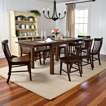 Rustic Whiskey Extendable Dining Table with Leaf, Rustic Dining Table for Eight