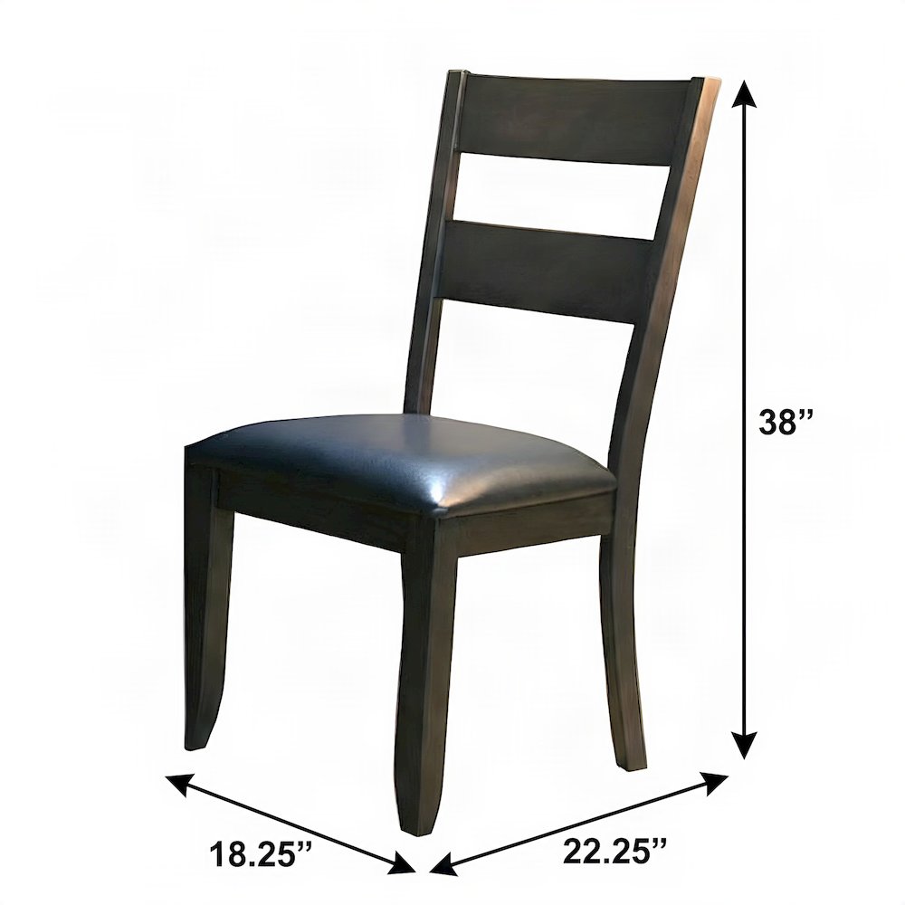 Solid Rubberwood Ladderback Dining Chairs, Upholstered Seat, Set of 2, Warm Gray