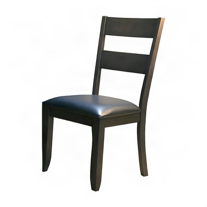 Solid Rubberwood Ladderback Dining Chairs, Upholstered Seat, Set of 2, Warm Gray