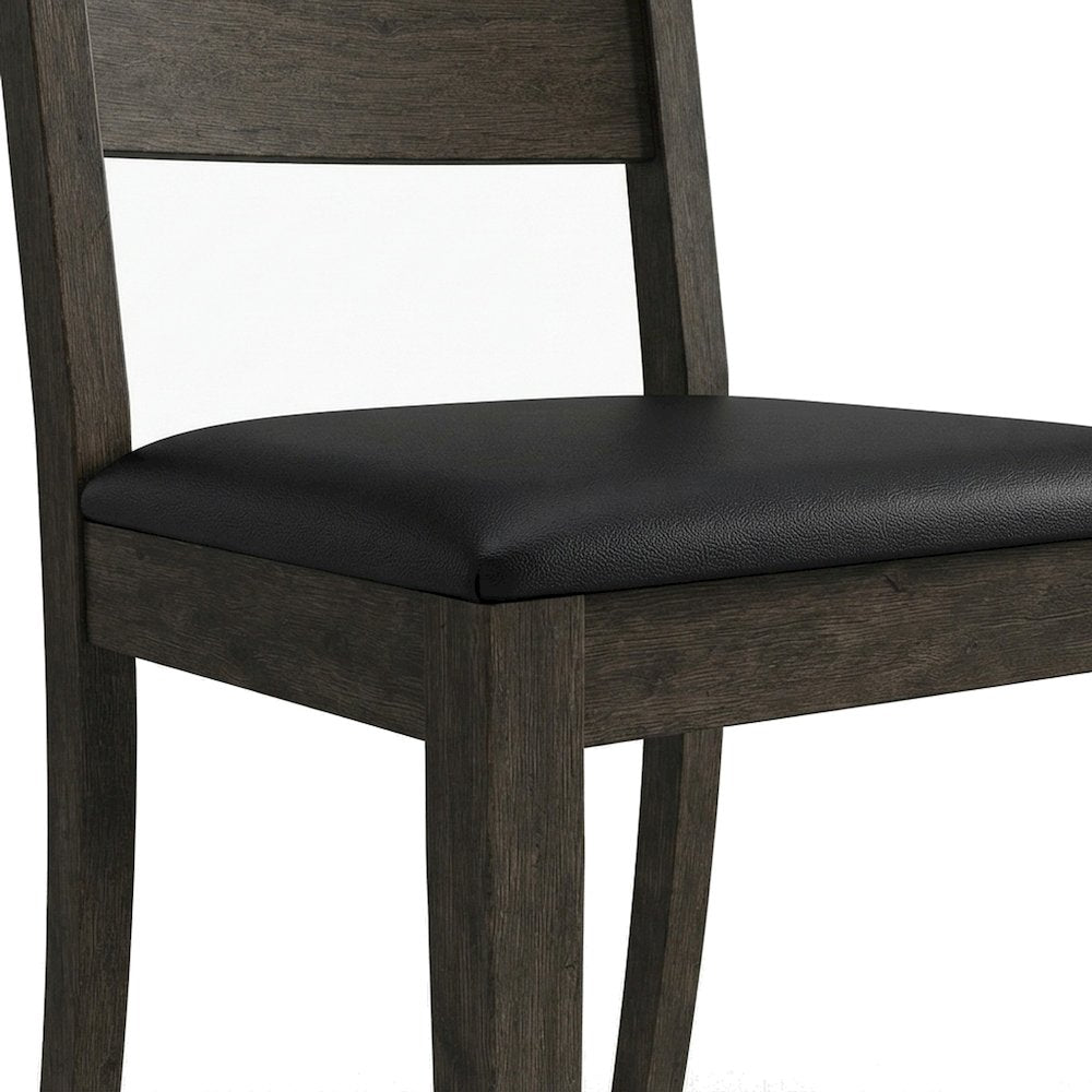 Solid Rubberwood Ladderback Dining Chairs, Upholstered Seat, Set of 2, Warm Gray