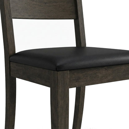 Solid Rubberwood Ladderback Dining Chairs, Upholstered Seat, Set of 2, Warm Gray