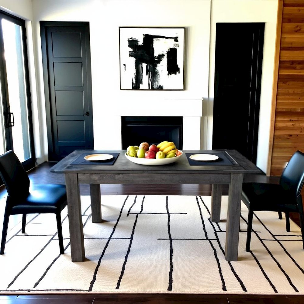 Warm Gray Extendable Dining Table with Leaf, Rustic Dining Table for Eight