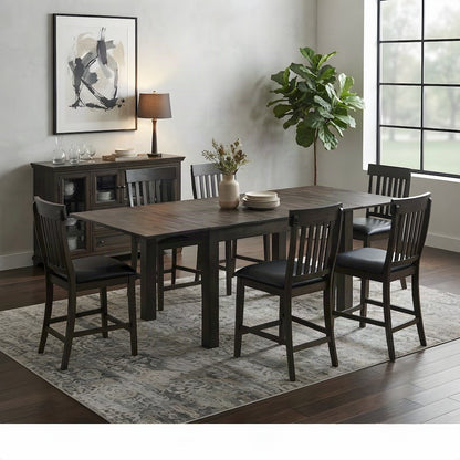 Solid Rubberwood Extendable Dining Table, Butterfly Leaves, Seats 10, Warm Gray
