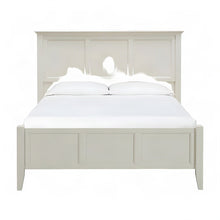 Solid Rubberwood King Panel Bed Frame with Headboard, Cottage, White Linen