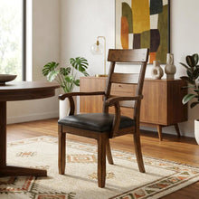 Distressed Mango Armchair with Upholstered Seat and Updated Lodge Style