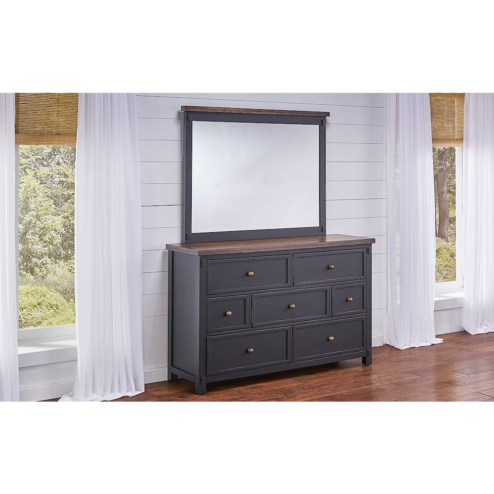 Stormy Ridge Dresser & Mirror, Chicory / Black