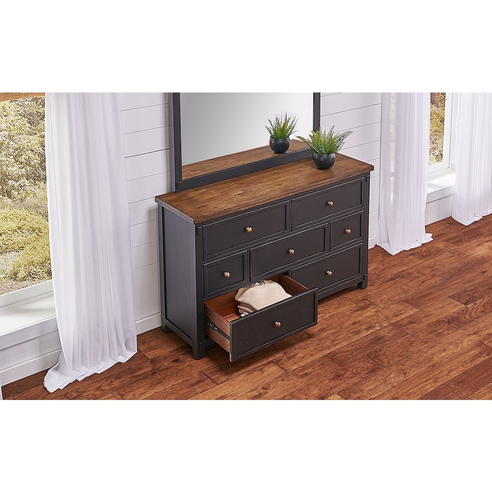 Stormy Ridge Dresser & Mirror, Chicory / Black