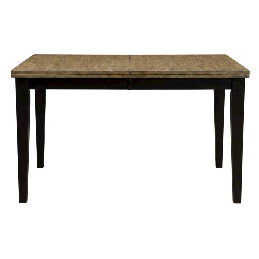 Chicory and black distressed wood dining table with adjustable length, seats six
