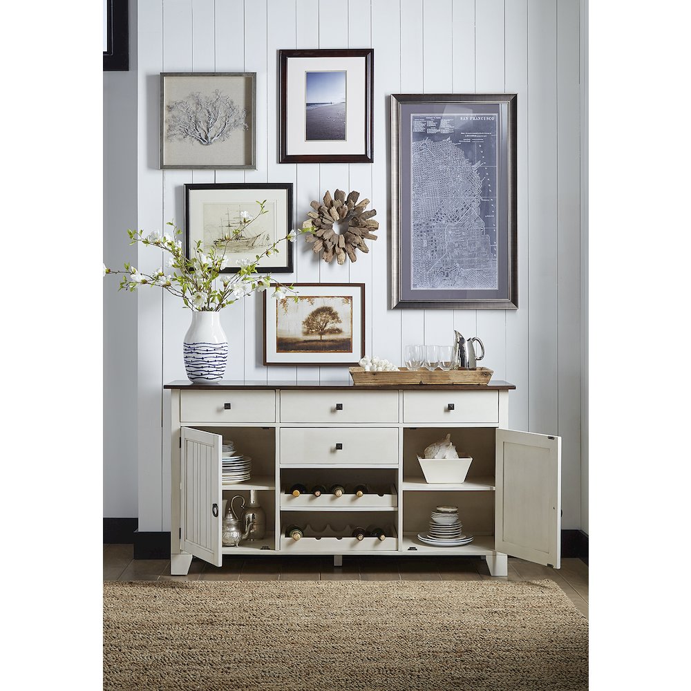 Toluca 66" Server, Chalk / Cocoa Bean