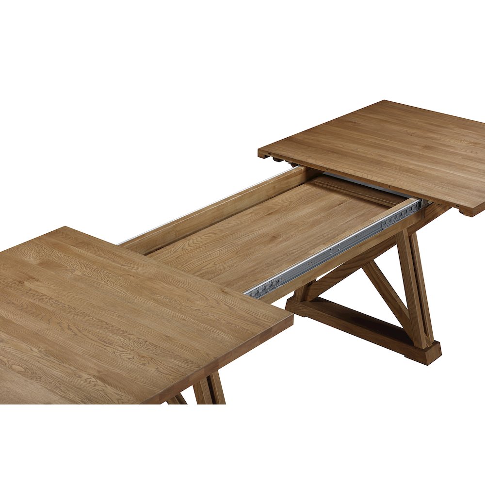 Weston Trestle Table with (1) 18" Sefl-Storing Leaf, Acorn