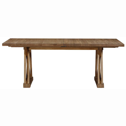 Weston Trestle Table with (1) 18" Sefl-Storing Leaf, Acorn