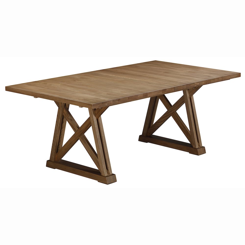 Weston Trestle Table with (1) 18" Sefl-Storing Leaf, Acorn