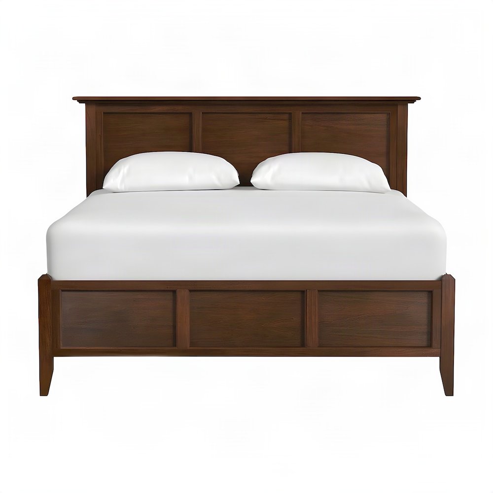Solid Mahogany King Storage Bed Frame with Headboard and Drawers, Cherry Brown