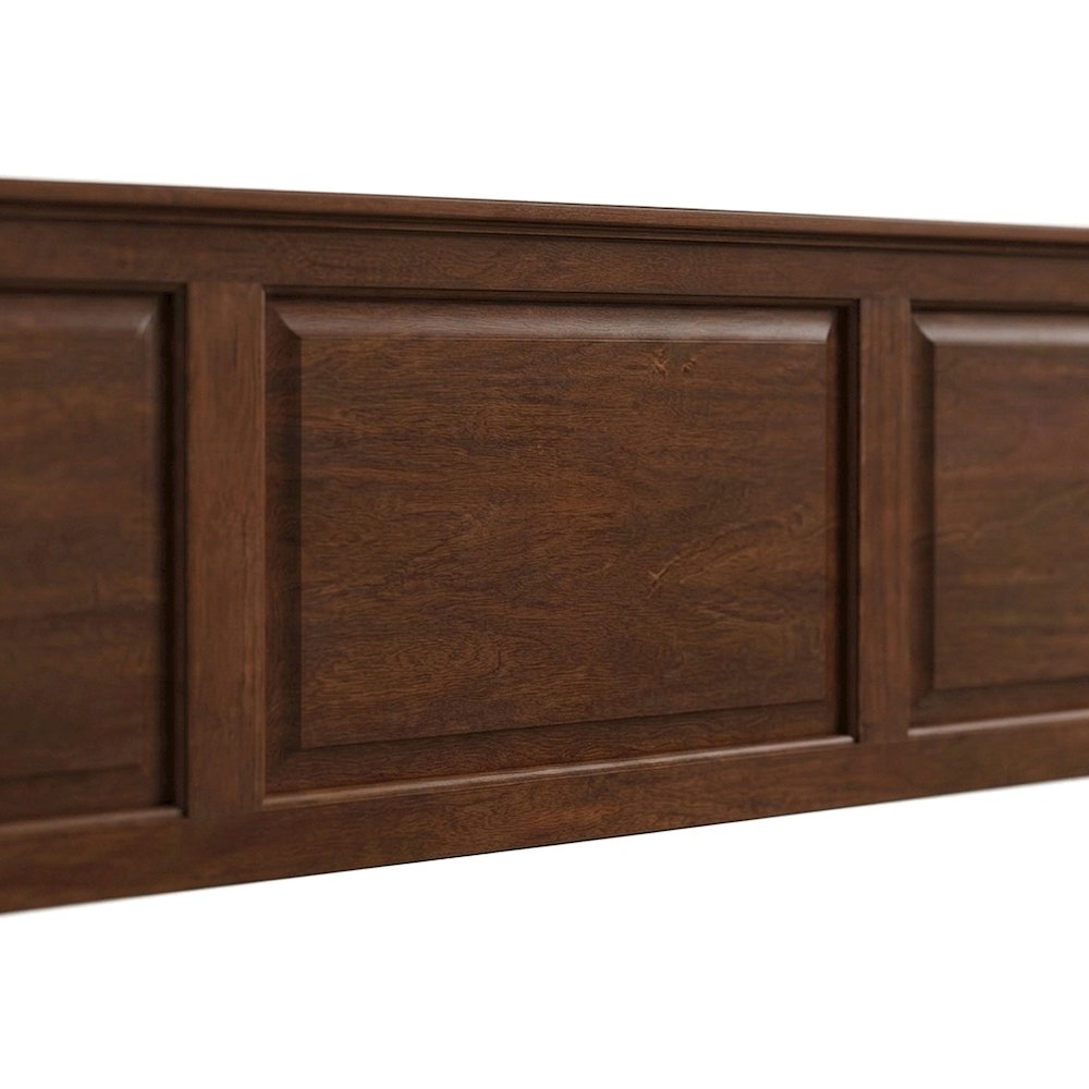 Solid Mahogany King Storage Bed Frame with Headboard and Drawers, Cherry Brown