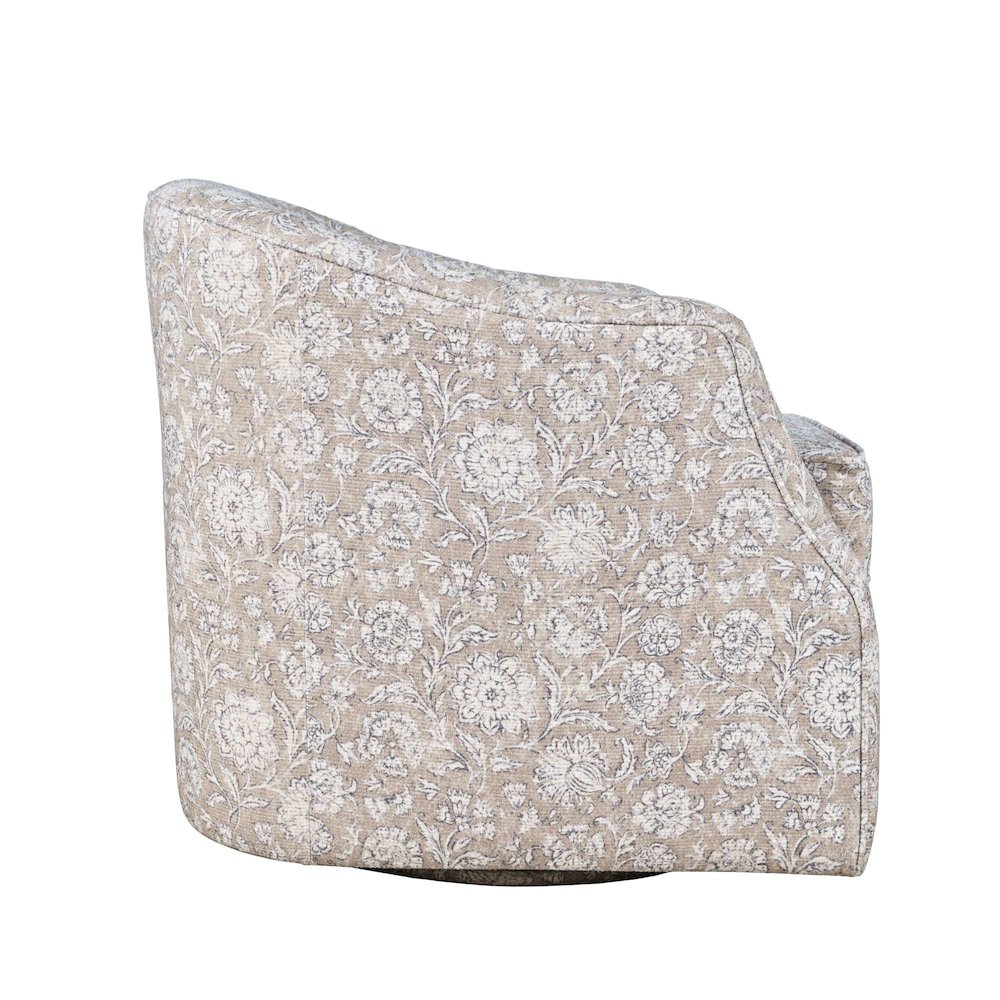 Lottie Cottage Floral Print Upholstered Barrel Accent Swivel Chair