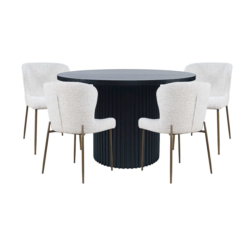 Auden Five Piece Mid-Century Modern Dining Set, Performance Upholstered Chairs