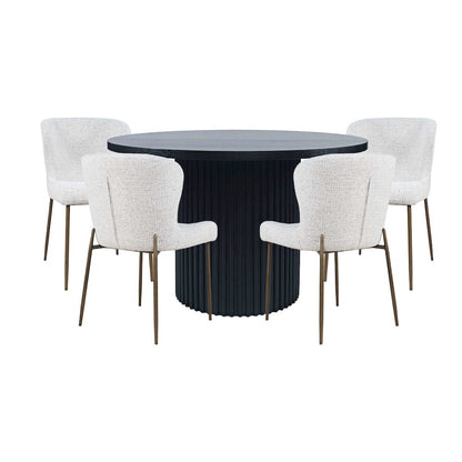 Auden Five Piece Mid-Century Modern Dining Set, Performance Upholstered Chairs