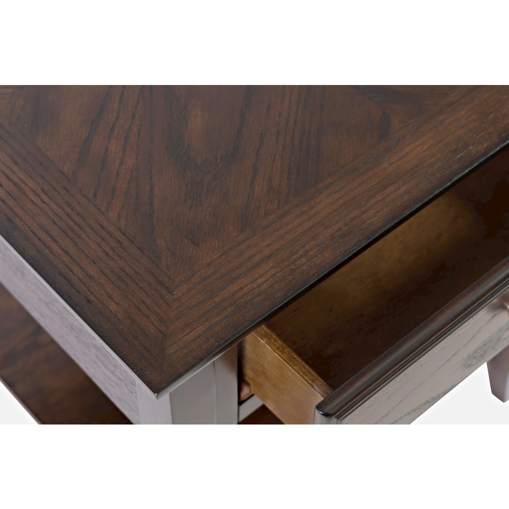 Modern Espresso Traditional End Table with Drawer and Shelf