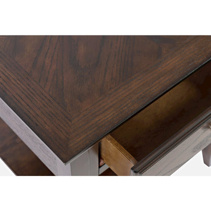 Modern Espresso Traditional End Table with Drawer and Shelf