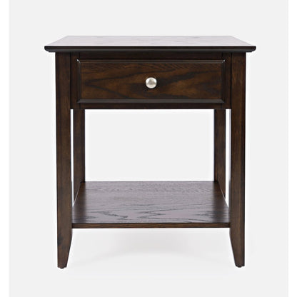 Modern Espresso Traditional End Table with Drawer and Shelf