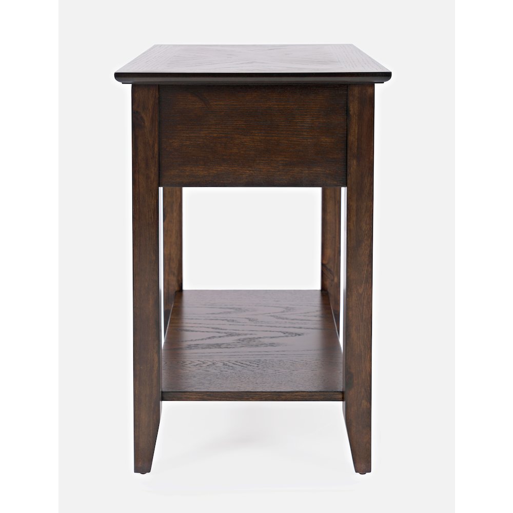 Modern Espresso Traditional Chairside End Table with Shelf and Drawer