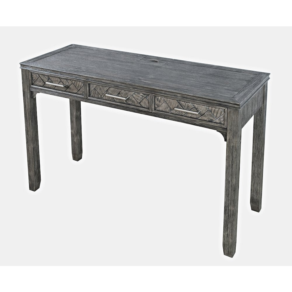 Gramercy Mid-Century Modern Chevron Three Drawer USB Charging Desk