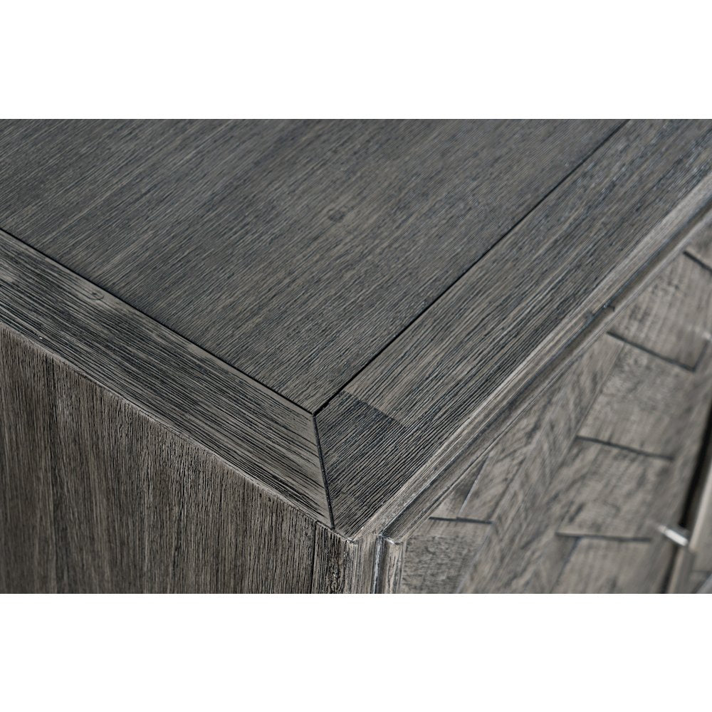 Gramercy Mid-Century Modern Chevron Four Door 79" Accent Cabinet
