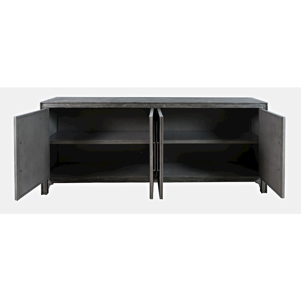 Gramercy Mid-Century Modern Chevron Four Door 79" Accent Cabinet