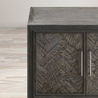 Gramercy Mid-Century Modern Chevron Four Door 79" Accent Cabinet