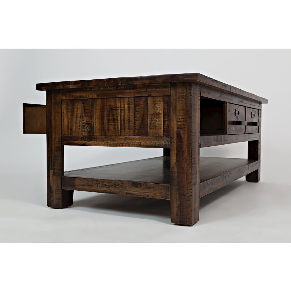 Cannon Valley Distressed Industrial Three Drawer 48" Coffee Table