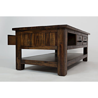 Cannon Valley Distressed Industrial Three Drawer 48" Coffee Table
