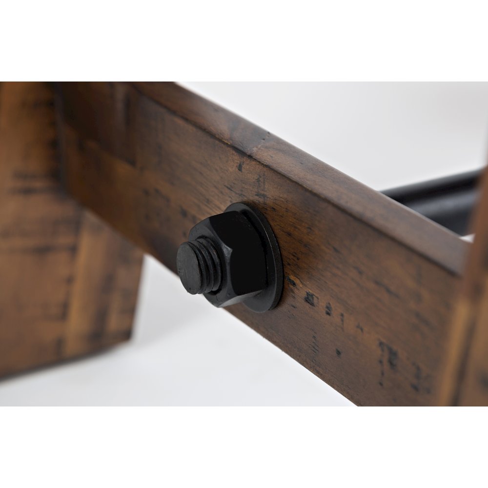 Cannon Valley Rustic Distressed Industrial Trestle End Table