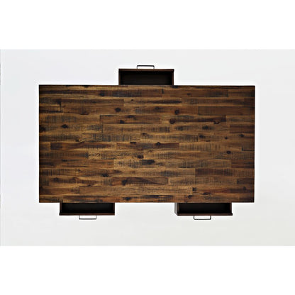 48-Inch Gray Coffee Table with Three Drawers, Acacia and MDF Construction