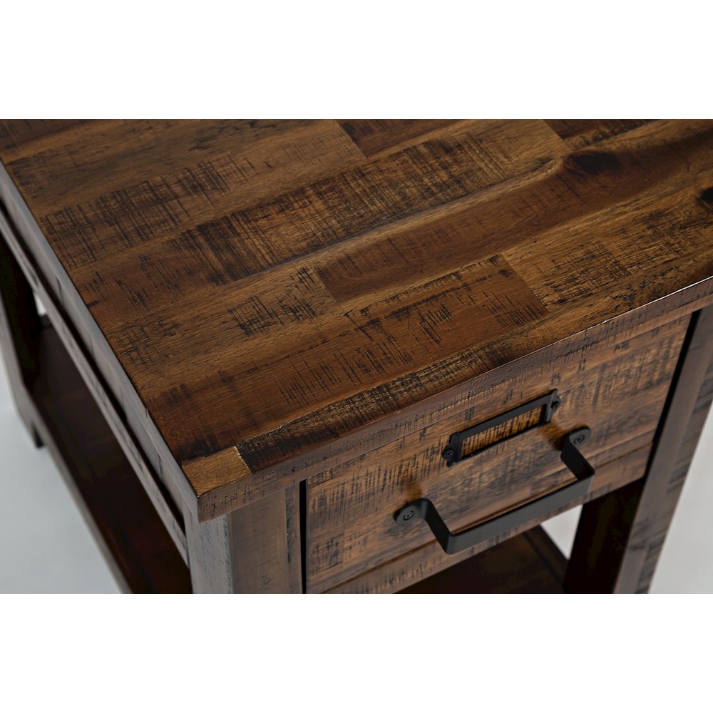 Cannon Valley Distressed Industrial One Drawer Chairside Table