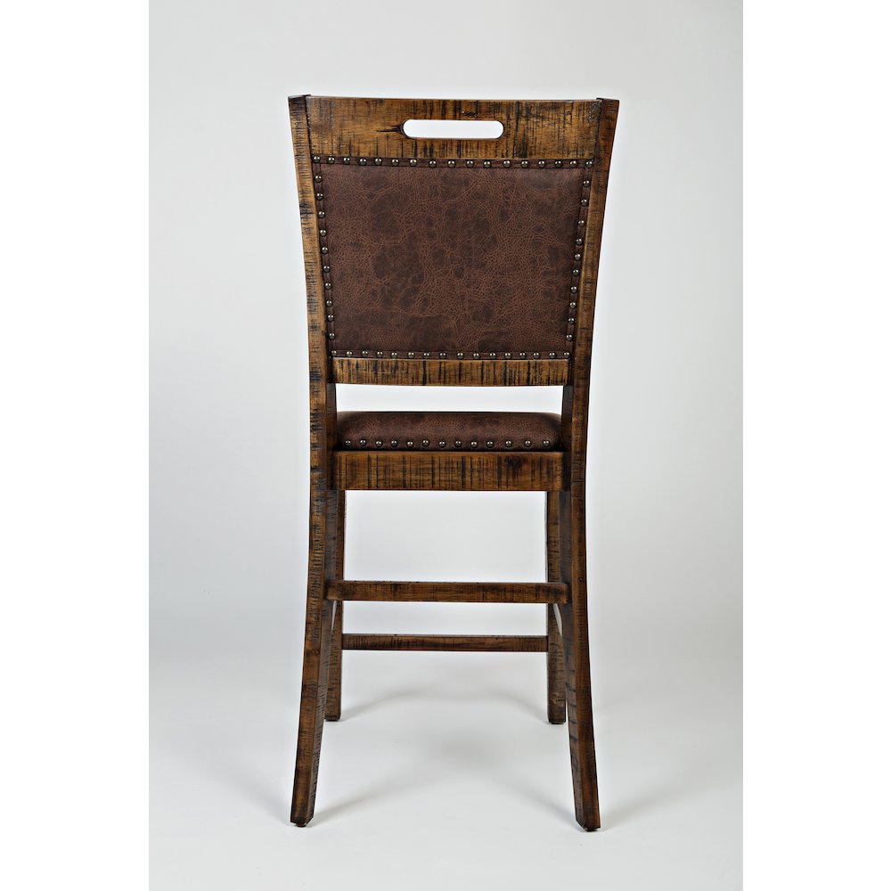Distressed Industrial Nailhead Trim Upholstered Back Counter Stool (Set of 2)