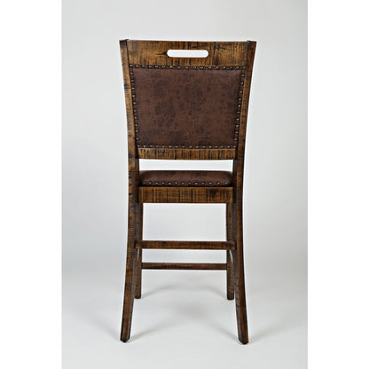 Distressed Industrial Nailhead Trim Upholstered Back Counter Stool (Set of 2)
